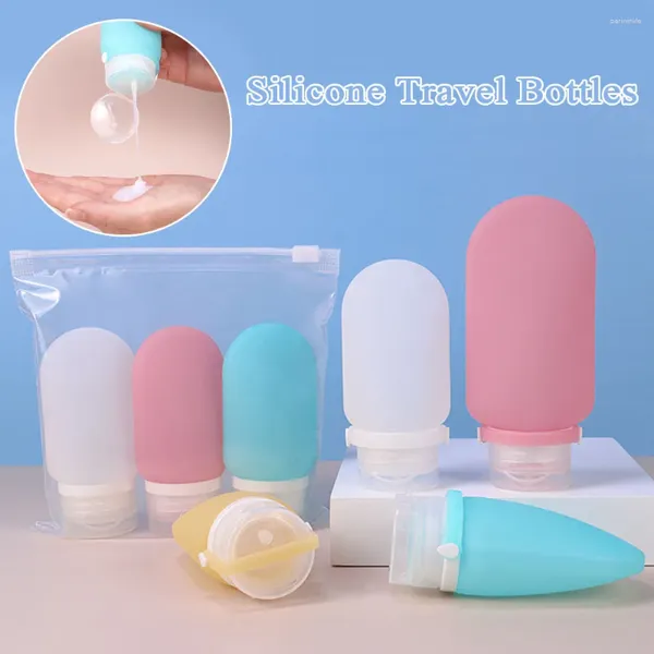 Botellas de almacenamiento Tamaño de viaje Loción Squeeze Tubo Recar botella de silicona Silicone Shampoo Gel Recipiente 60/90 ml Herramienta de maquillaje Vacá al por mayor