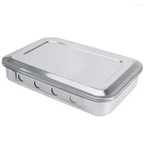 Caja de bandeja para botellas de almacenamiento, juego de instrumentos para uñas de manicura, instrumentos de herramienta, minirecipiente de remojo, tapa, plato de Metal de riñón de acero inoxidable