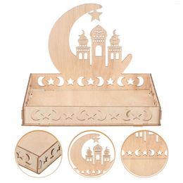 Bouteilles De Stockage Plateau Ramadan Eid Assiette Mubarak Servant Support De Nourriture Présentoir Assiettes De Fête En Bois Musulman De Table Petit Déjeuner Gâteau Conteneur