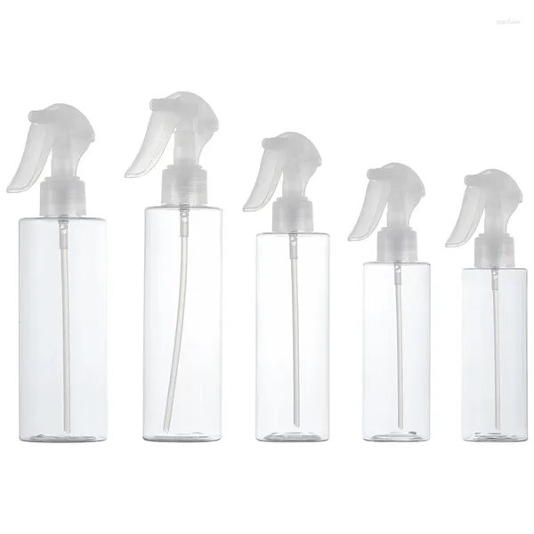 Bouteilles de rangement déclencheur pompe de pulvérisation en plastique bouteille transparente vide 100 ml120 ml150ml200ml250 ml Emballage de conteneur cosmétique rond 20pcs