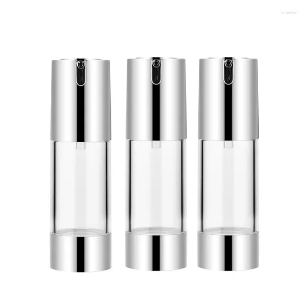 Botellas de almacenamiento Forma de U Vacío Lujo 20 ml 30 ml 50 ml Vacío Blanco Claro Plata Plástico Loción Esencia Emulsión Cosmética Botella sin aire