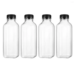 Opslagflessen UKCOCO 4 STUKS PET-plastic Lege containers met deksels Caps Drankfles Sappot