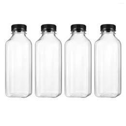 Bouteilles de stockage UKCOCO 4PCS PET Récipients vides en plastique avec couvercles Bouchons Boisson Boisson Bouteille Favor Jarss Jar (Noir