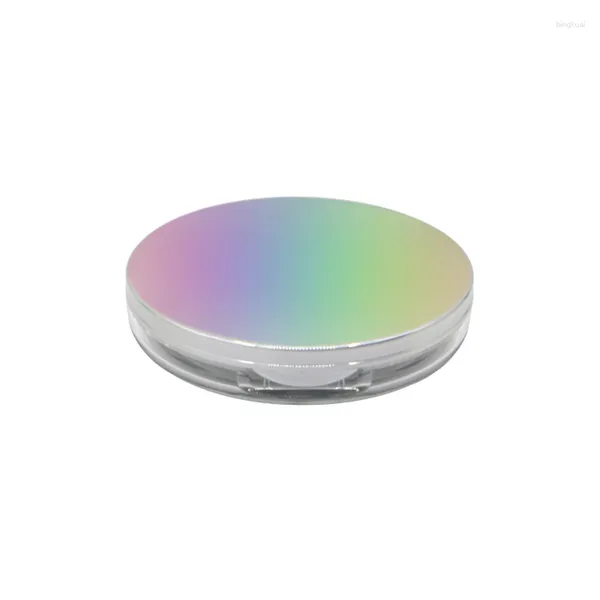 Bouteilles de stockage Ultra-mince galvanoplastie couleur magique, couvercle rabattable Portable avec miroir poudre libre miel boîte vide emballage