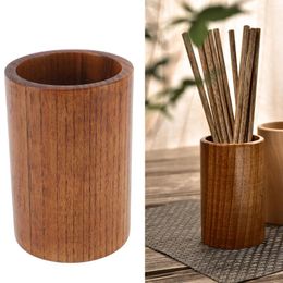 Bouteilles de rangement porte-ustensile rond en bois de Jujube aigre, seau de vaisselle multifonctionnel écologique pour la cuisine