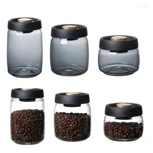 Bouteilles de stockage, conteneur de café sous vide, conteneurs hermétiques, pot en verre transparent