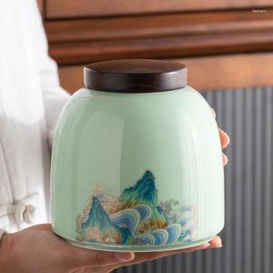 Bouteilles de stockage thé en céramique Vintage avec couvercle pots décoratifs porcelaine domestique récipients alimentaires scellés boîtes de noix de bonbons décor à la maison