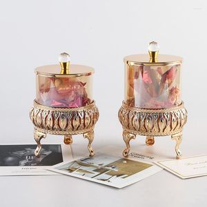 Opslag Flessen Vintage Glazen Tanks Candy Bar Jar Kaarshouder Metalen Organizer Kan Sieraden Doos Woondecoratie Container