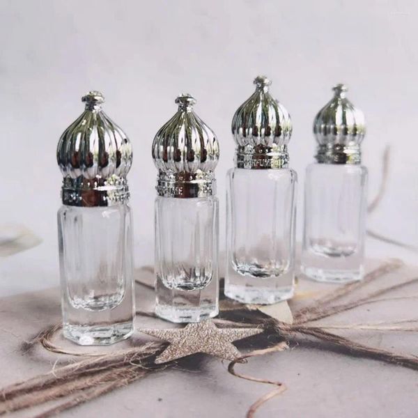 Botellas de almacenamiento Vintage Perfume Roller Ball Glass Vacío de la botella de la corona de la corona 3/6 ml de aceite esencial recargable