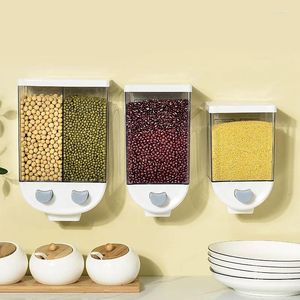 Botellas de almacenamiento Cereales montados en la pared Jares Transparentes Cajas de contenedores de plástico Cajas de azúcar Organizador de cocina Accesorios de cocina