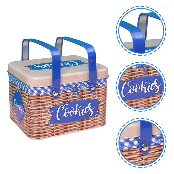 Bouteilles de rangement décorations de cérémonie de mariage boîte à biscuits panier avec couvercle boîte à biscuits en métal portable
