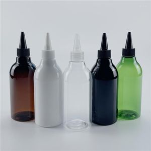 Botellas de almacenamiento Blanco Negro 300 ml x 20 Botella de plástico vacía con tapa de boca puntiaguda Loción de champú Envases cosméticos 10 oz E líquido PET