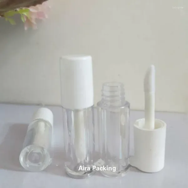 Botellas de almacenamiento Tapa blanca Mini Mini Tubo de brillo de labios Lápiz labial de Liquid Liquid 1 ml 1 ml 100pcs Muestra recargable Botella de plástico Lipgisco de plástico Paquete