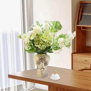 Bouteilles de rangement pot de vase à fleurs en céramique blanche avec couvercle 19x31.5cm pour tables d'entrée