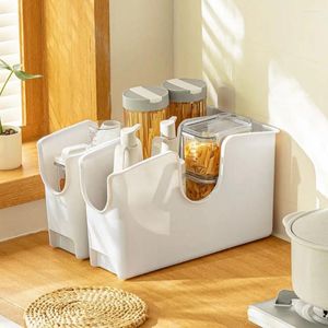 Bouteilles de rangement, boîte de couvercle de Pot blanc, facile à utiliser, support d'assiettes à épices en plastique sûr sans BPA avec porte-couvercle à poulie, salle de bains