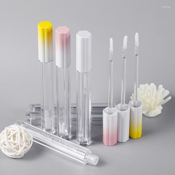 Botellas de almacenamiento Wholesa30pcs Amarillo Rojo Flor blanca Transparente Brillo de labios Tubo Lápiz labial Vacío Recargable Cosmético Contenedor Herramientas de bricolaje