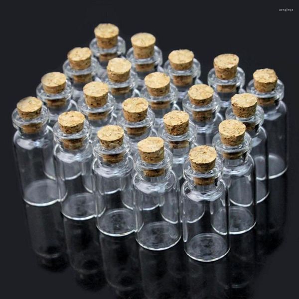 Botellas de almacenamiento al por mayor 100 piezas Dia 16mm vidrio de corcho lindo con tapones de madera Vial botella decorativa de aceite esencial transparente