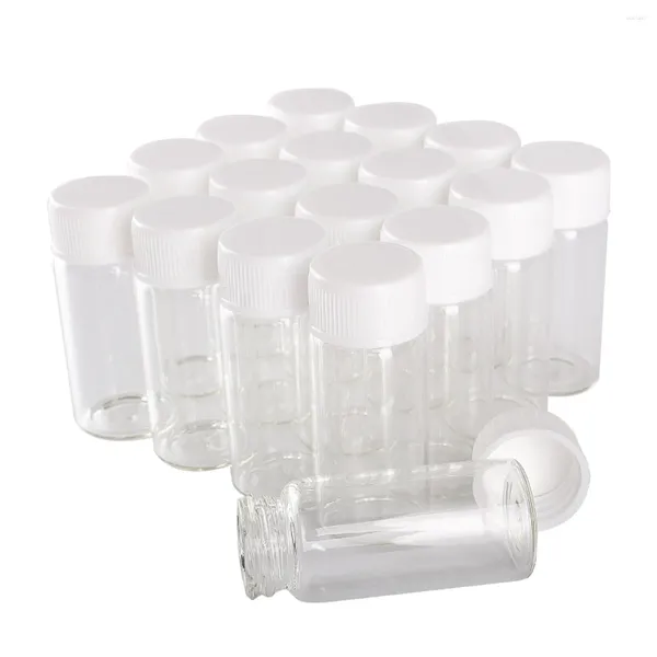 Botellas de almacenamiento al por mayor 100 piezas de vidrio de 10 ml con tapas de plástico blanco 22 50 mm Deseando