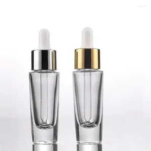 Botellas de almacenamiento al por mayor 100pcs/lote est 15 ml recipe de vidrio transparente contenedor de oro párpados esenciales 15 ml para e jugo líquido