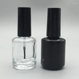 Opslagflessen Groothandel 10 ml Mablack Glas Ronde Lege UV -gel nagellakfles met zwarte schroefdop LX1079