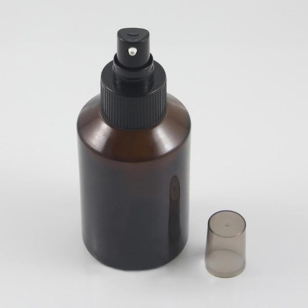 Bouteilles de stockage Conrainer de lotion en verre ambré 125 ml en gros avec bouteille de pompe noire pour liquide en Chine