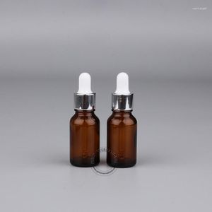 Bouteilles de stockage en gros 15 ml/15cc bouteille d'huile essentielle ambre 0.5 Oz compte-gouttes en verre de haute qualité petite verrerie