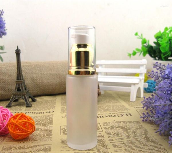 Bouteilles de rangement en gros de 30 ml de pompe en verre givrée