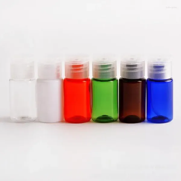 Bouteilles de rangement en gros 500 x 10 ml de petite bouteille en plastique avec capuche à disque Colonage de la pochette de feuillette colorée