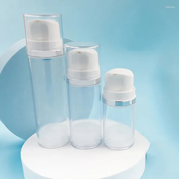 Botellas de almacenamiento al por mayor 50 ml 100ml 150 ml de crema de viaje de plástico botella recargable de bomba blanca sin aire vacío vacío