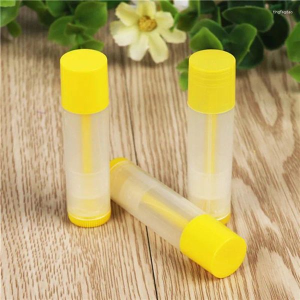 Botellas de almacenamiento Venta al por mayor 5 ml Tubos de brillo de labios vacíos Oro rosa DIY Plástico Elegante Líquido Lápiz labial Contenedor Redondo Mini muestra de brillo de labios