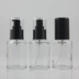 Bouteilles de rangement bouteille de lotion en verre transparent 60 ml avec pompe et couvercle en plastique noir