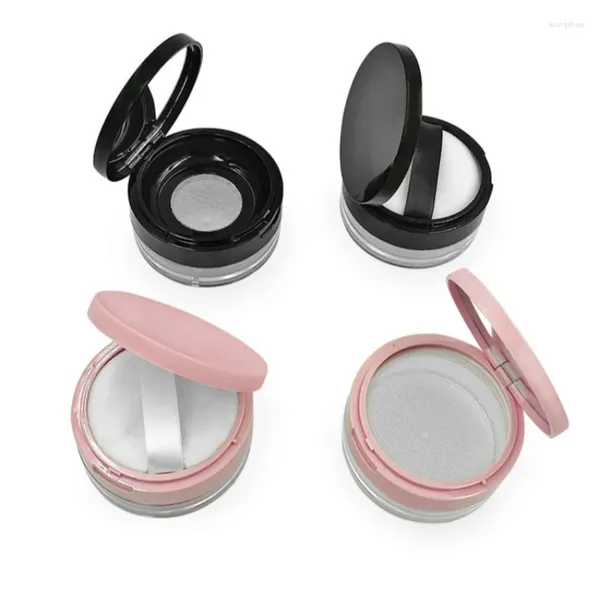 Bouteilles de rangement Logo personnalisé Cosmetic Loose Powder Powder Boîte compact 20g Case compacte avec éponge Power Puff Mirror