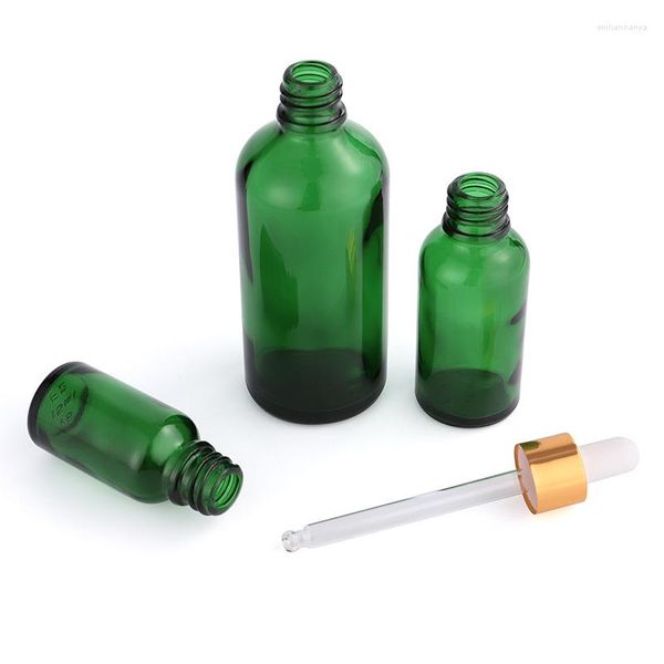 Bouteilles de stockage en gros personnalisé impression de soie vide cosmétique huile capillaire verre conteneur sérum Essence Droppe avec couvercle en aluminium