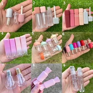 Botellas de almacenamiento al por mayor, lindo tubo vacío de brillo de labios, plástico transparente, bálsamo rellenable, Material de embalaje, maquillaje, esmalte DIY