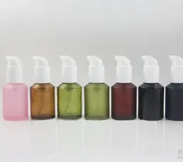 Bouteilles de stockage en gros verre cosmétique 60 ml lotion pompe bouteille vide sérum coloré rond givré SN423