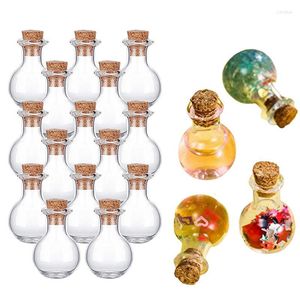 Bouteilles de stockage souhaitant bouteille Mini verre avec liège en bois minuscules pots Message pour faveurs de mariage bricolage décoration