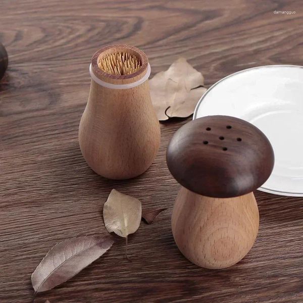 Bouteilles de rangement avec boîte de support, trou de cure-dents de Restaurant, organisateur de cuisine en forme de champignon, bureau créatif en bois
