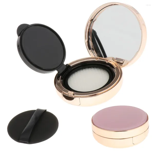 Bouteilles de rangement avec houppette de poudre, Kit de voyage, étui de maquillage rose vide, boîte à coussin d'air miroir, récipient cosmétique BB crème