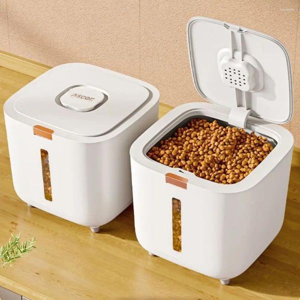 Botellas de almacenamiento con tazas de arroz Caja de alimentos para alimentos para perros Cúbico Cúbico de 5/10 kg Cereal de insectos a prueba de humedad