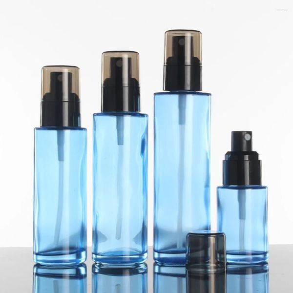 Bouteilles de rangement Femmes Perfume ou lotion Cosmetic Emballage Bottle Bottle Mist Pulporler 60 ml Bleu en gros