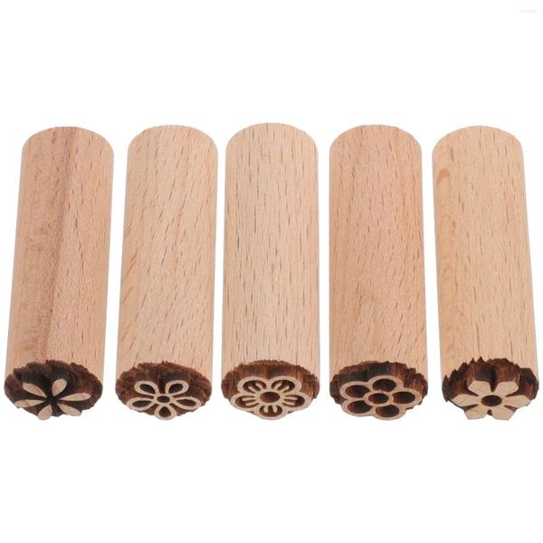 Bouteilles de stockage Timbre de texture en bois Scrapbook Planificateur de ménage en bois Outils de poterie Timbres Fleur délicate Petit journal pour enfants