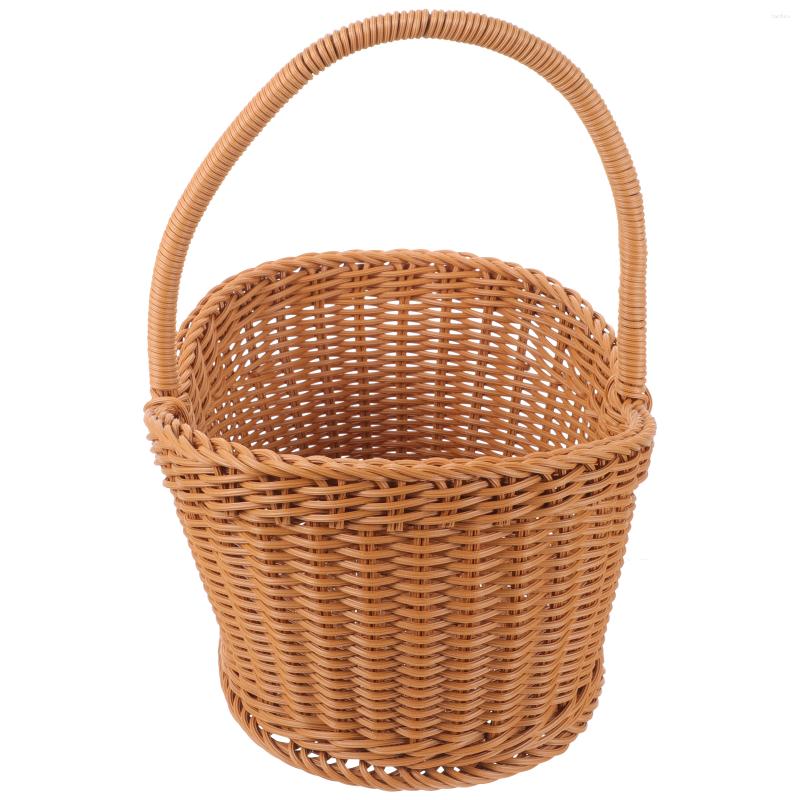 Storage Bottles Woven Hand Basket Vegetable Shop Fruit Party Bread Mixed Material Camping Shopping Hand-made