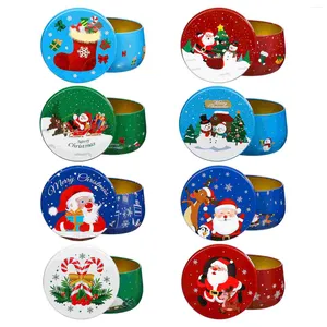 Opslagflessen Xmas Candy Boxes Christmas Tins Deksels Decoratieve kaarsen maken Containers Jar Cookie Gift