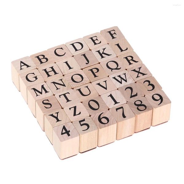 Bouteilles de rangement cadeaux tampons en bois tampons alphabet tampons toy scrapbooks numéro de lettre en bois ciseaux en papier