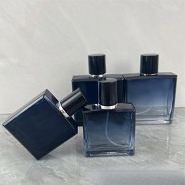 Botellas de almacenamiento YUXI Botella de perfume de alta gama Degradado Azul Gran capacidad Vidrio cuadrado plano