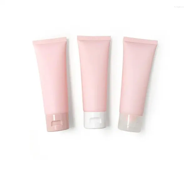 Botellas de almacenamiento YUXI Pink Matte Cosmetic Manguera PE Split Botella vacía Tapa de tapa de plástico