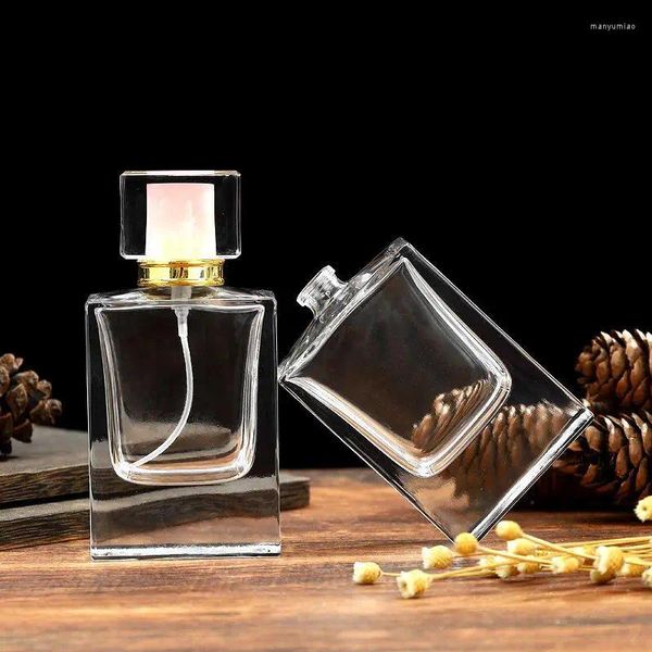Bouteilles de stockage YUXI – bouteille de parfum en verre épais à baïonnette carrée, flacon vide de voyage de luxe de 50ml.