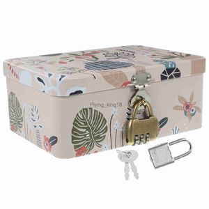 Boîte de rangement serrure fer blanc support enfants argent tirelire conteneurs étui rose HKD230812