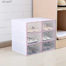 Caja de almacenamiento Caja de cajón de zapatos transparente Organizador de estante de artículos diversos apilables 1 pieza L230705