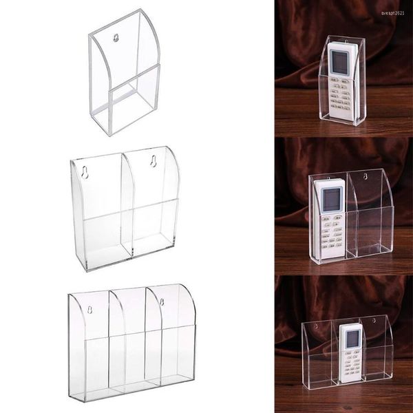 Boîtes de rangement en acrylique Transparent à 1/2/3 grilles, boîte de télécommande murale suspendue, porte-brosse de maquillage, organisateur de papeterie et de cosmétiques